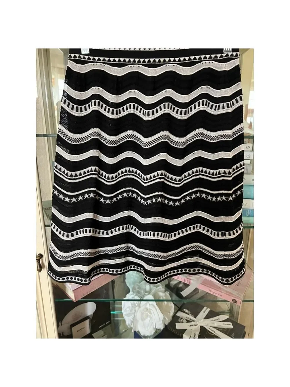 Women's Missoni Black & White Striped Mini Skirt Size 6 Collectors Piece!
